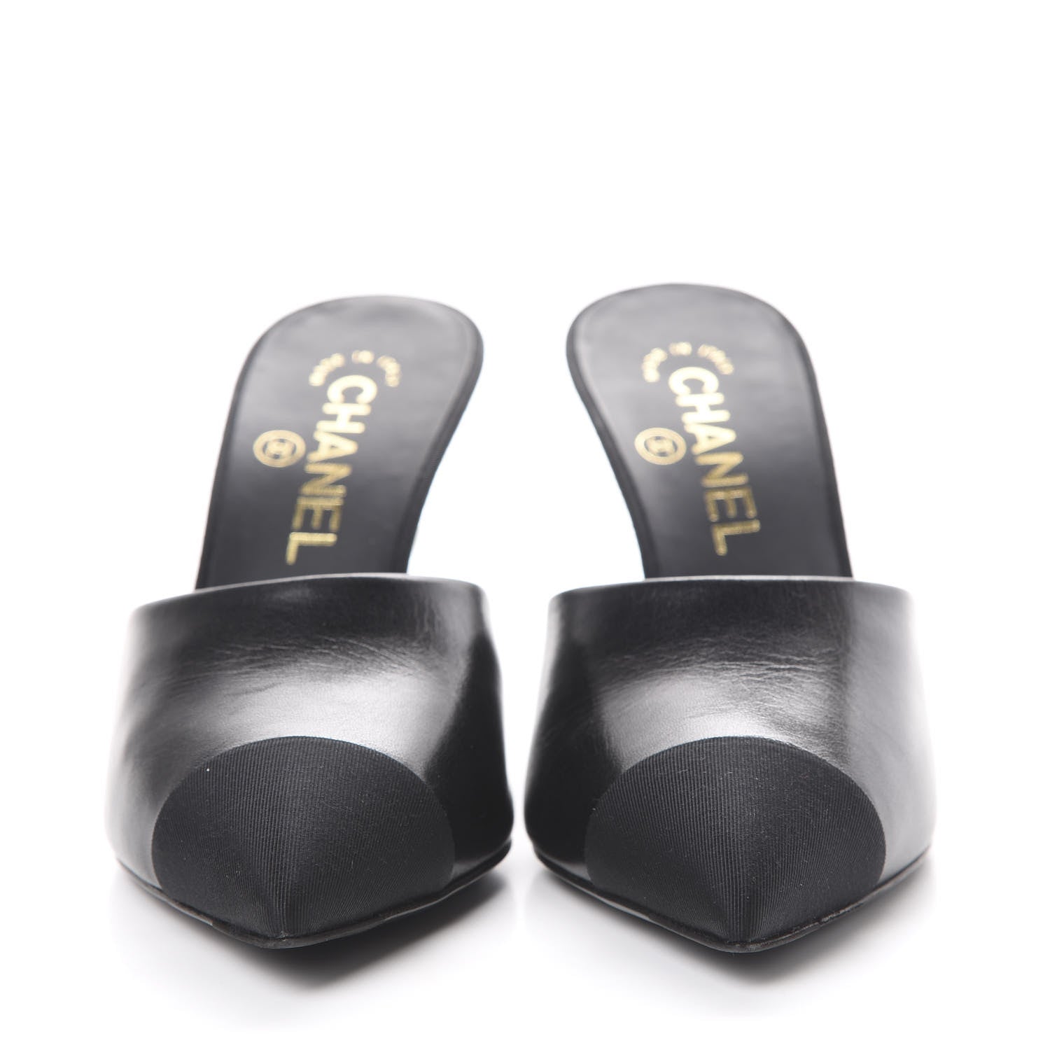 Chanel Goatskin Grosgrain Cap Toe Pearl Mule 36.5 Black 2 of 10
