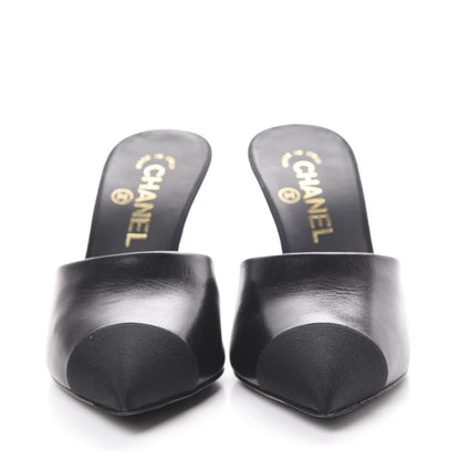 Chanel Goatskin Grosgrain Cap Toe Pearl Mule 36.5 Black 2 of 10