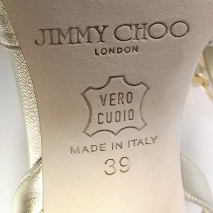 Jimmy Choo Nappa Leather Hector Heels 39 Gold 6 of 7