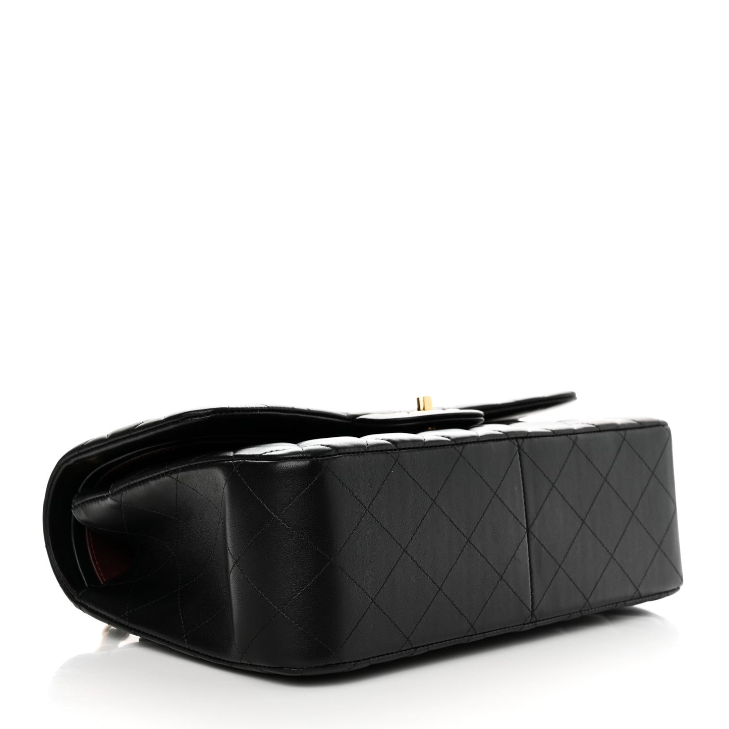 Lambskin Quilted Jumbo Double Flap Black