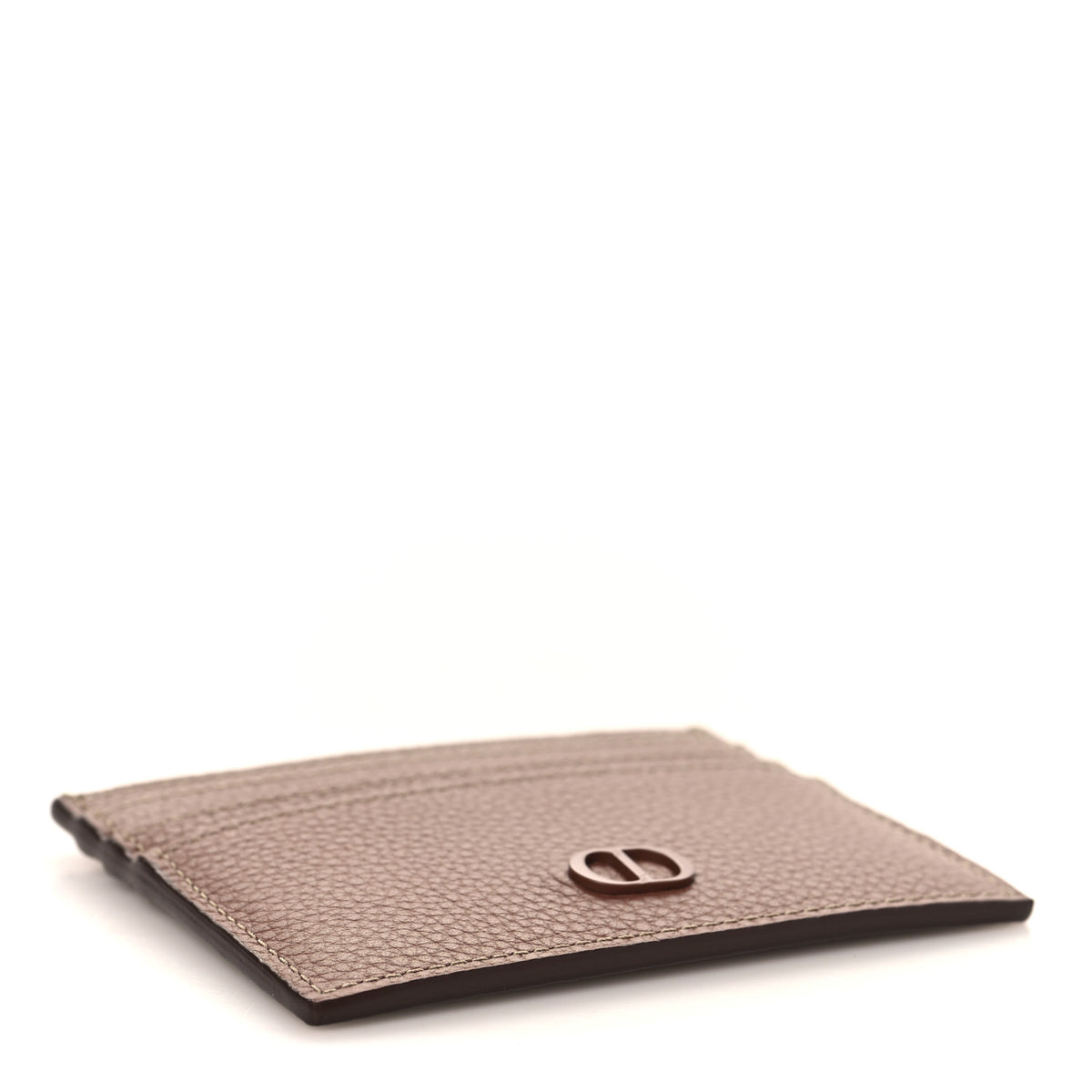 Grained Calfskin Card Holder Brown Beige
