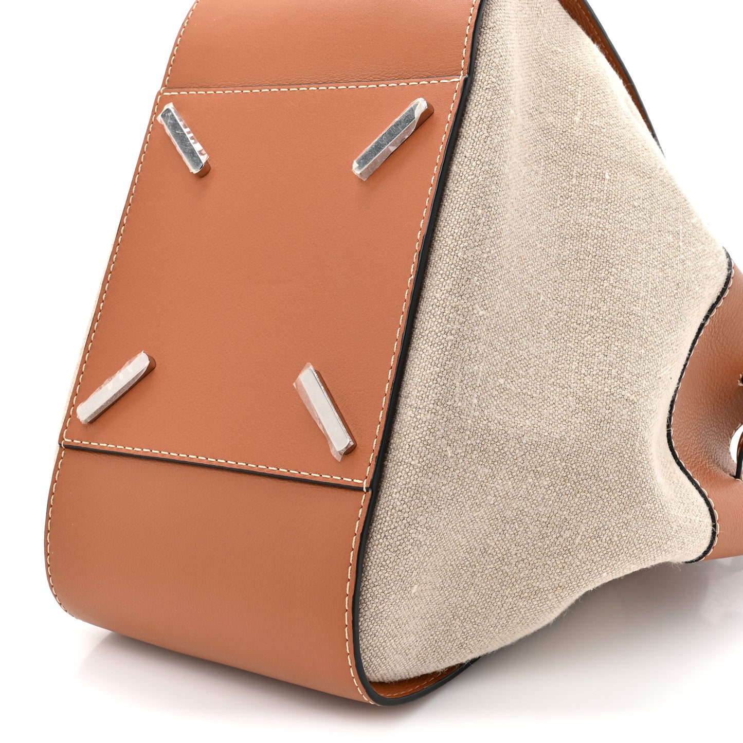 Calfskin Canvas Medium Hammock Shoulder Bag Natural Tan