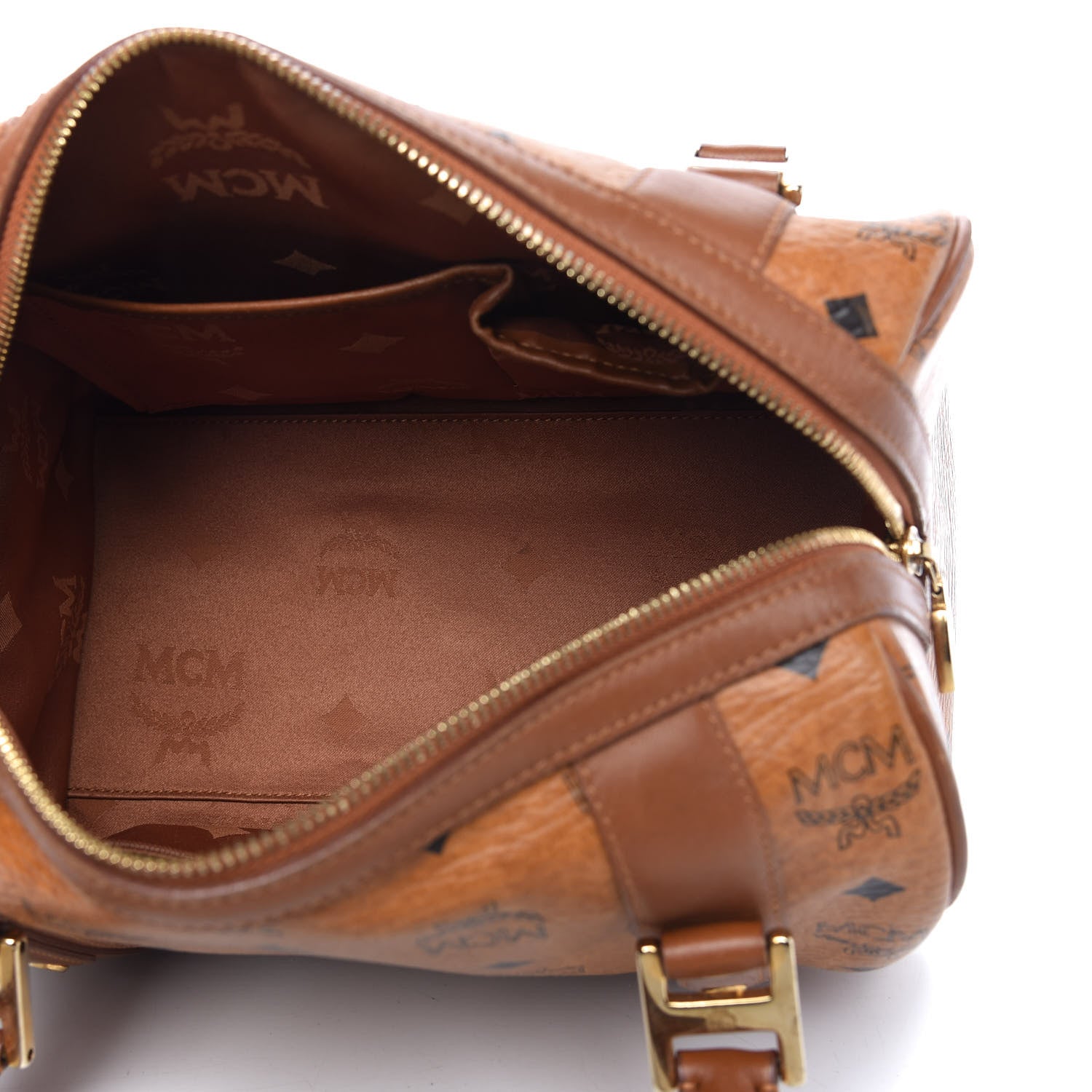 MCM Visetos Satchel Cognac 5 of 9