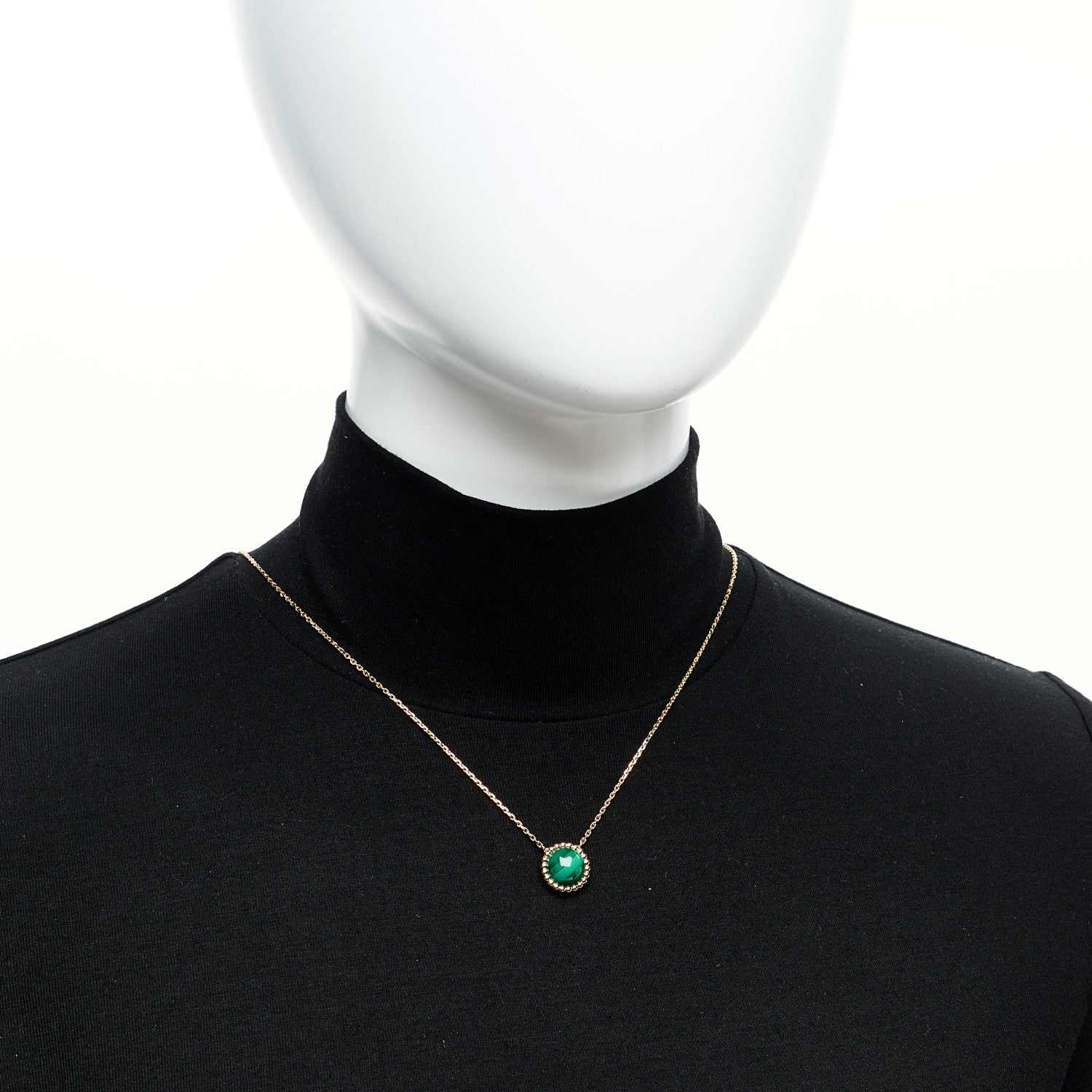 Van Cleef & Arpels 18K Yellow Gold Malachite Perlee Couleurs Pendant Necklace 2 of 6
