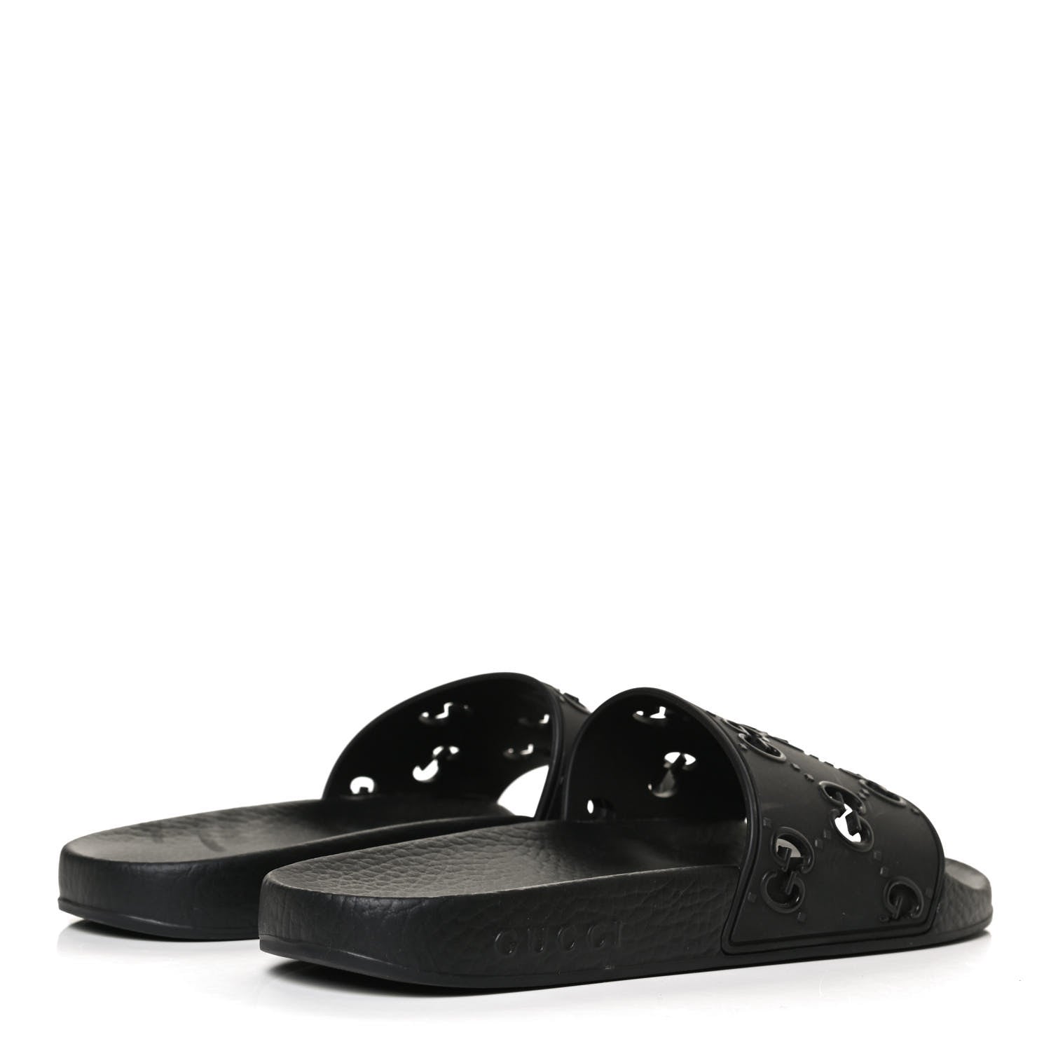 Gucci Rubber GG Monogram Perforated Womens Slide Sandals 38 Black 4 of 12
