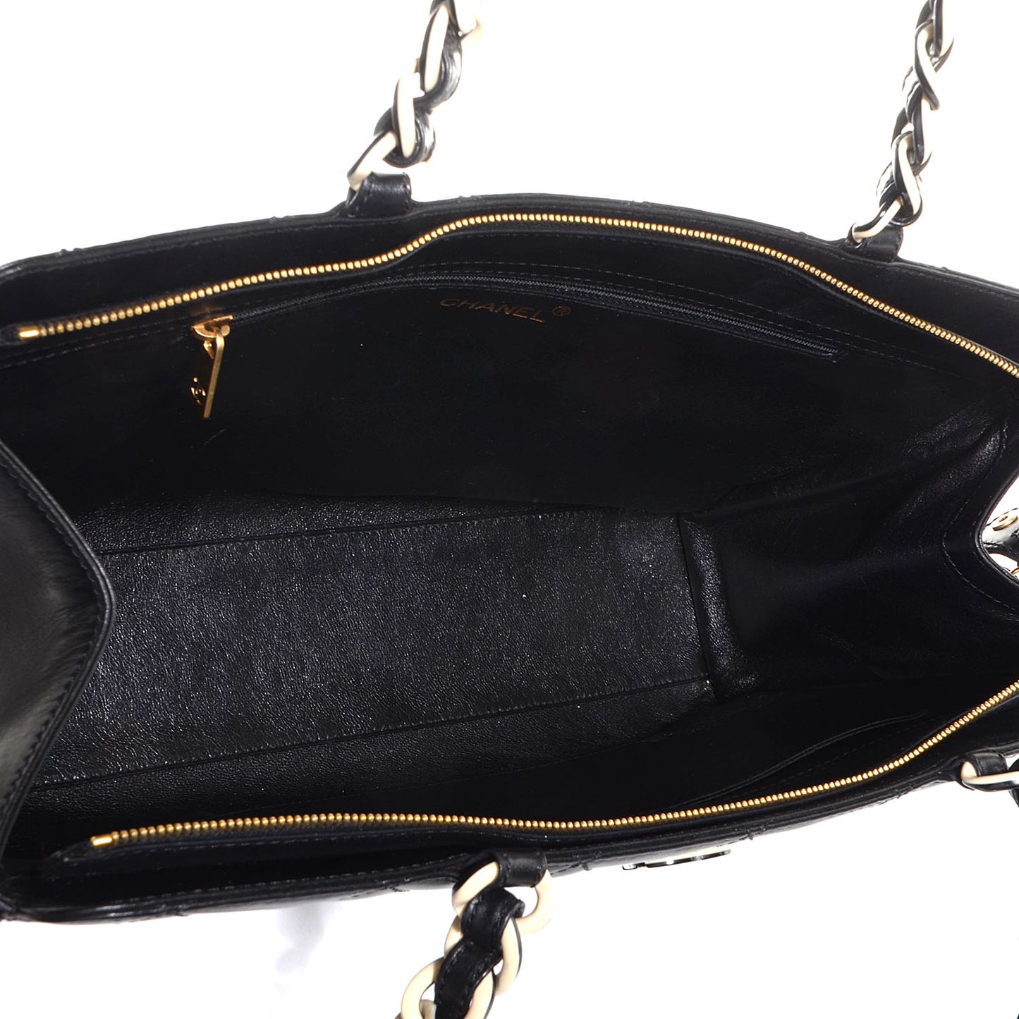 Lambskin Bekko Chain Large Shopper Tote Black