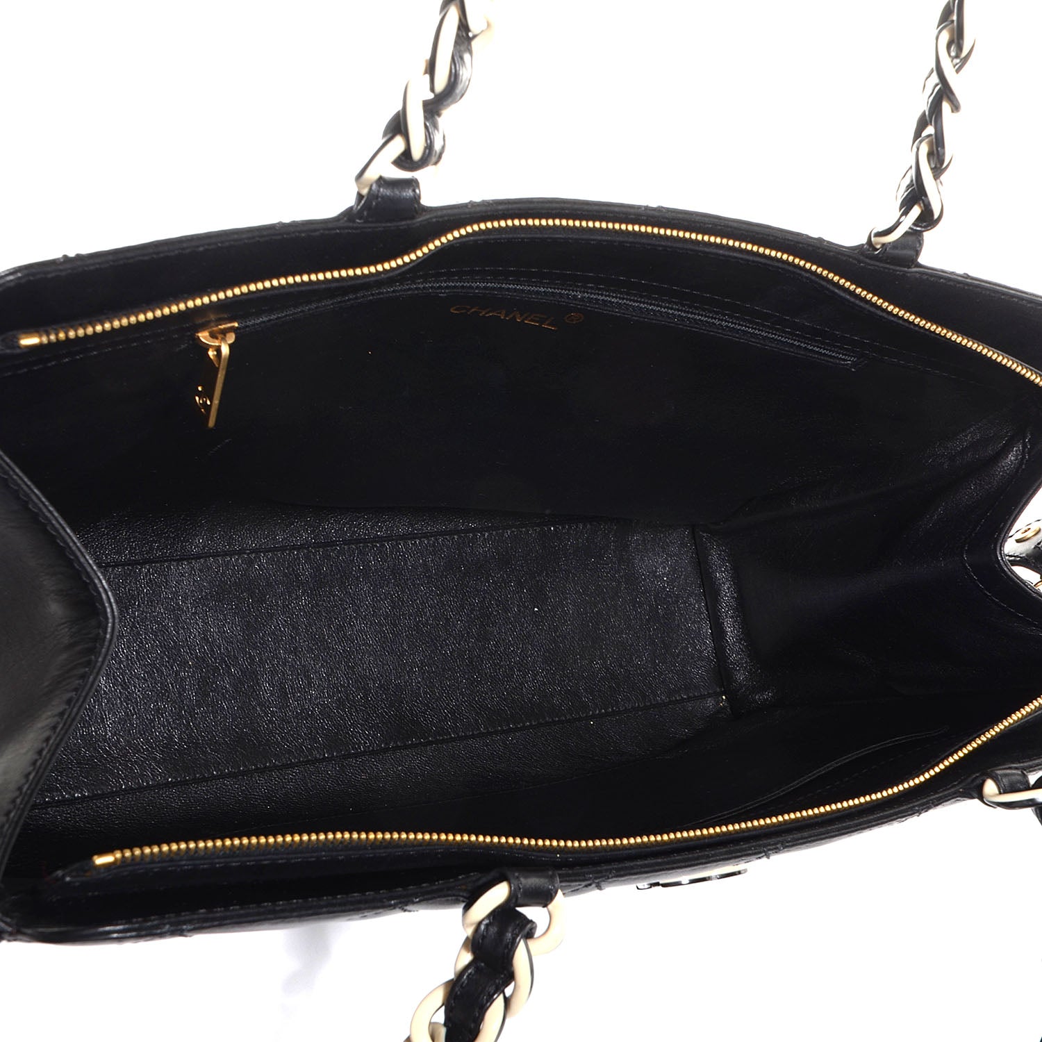 Chanel Lambskin Bekko Chain Large Shopper Tote Black 5 of 9