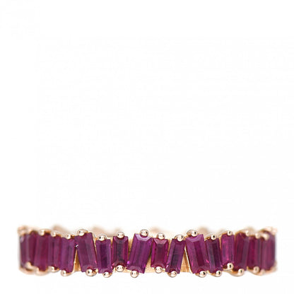 Suzanne Kalan 18K Rose Gold Ruby Baguette Cut Eternity Ring 54 7 3 of 4