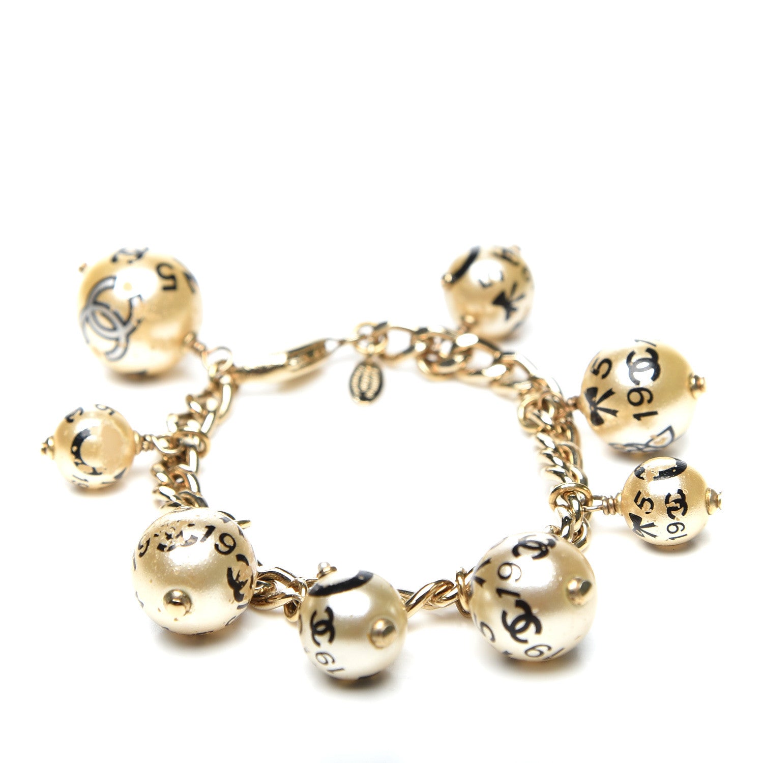 Chanel Painted Pearl CC Coco Bracelet Black Gold 1 of 10