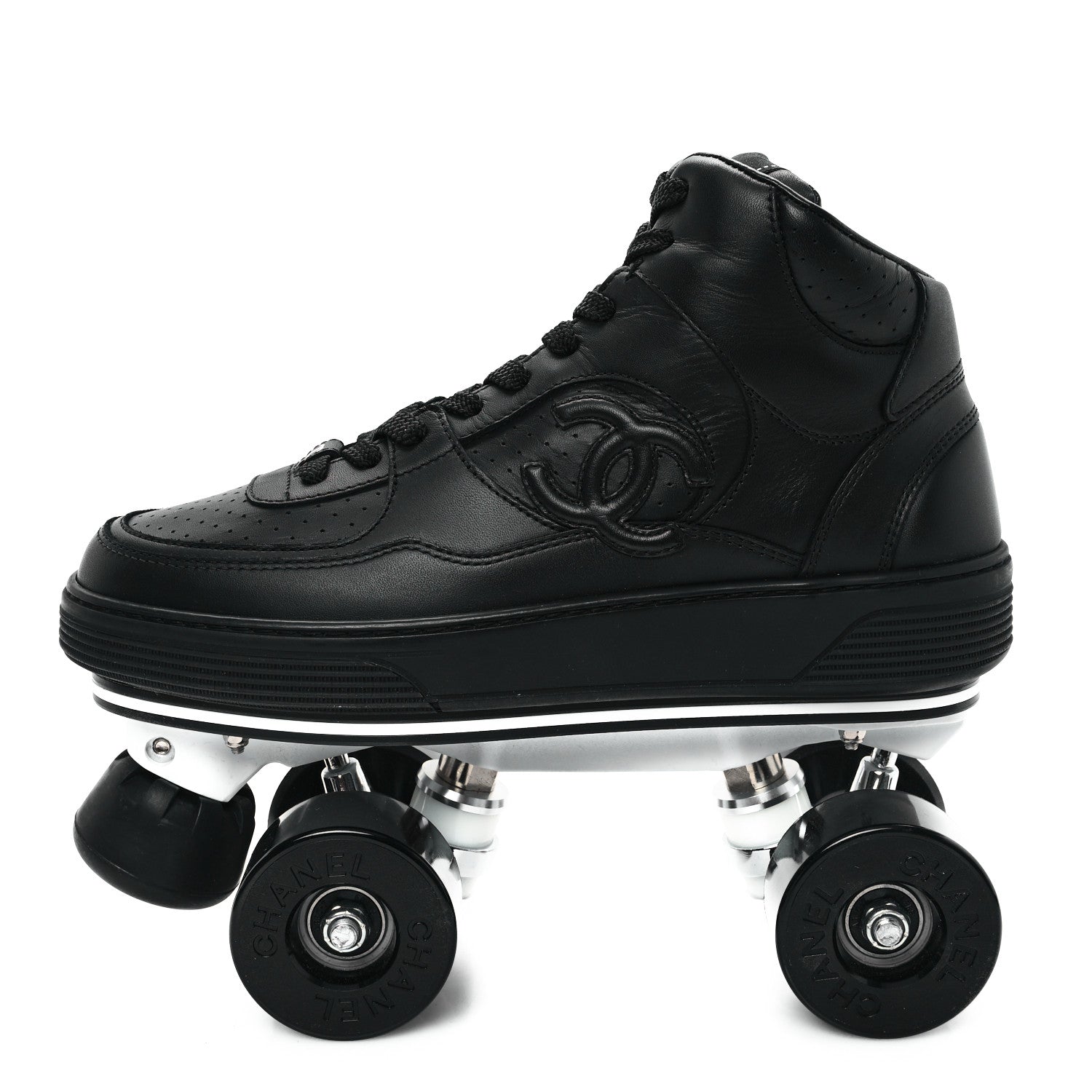 Chanel Calfskin Womens Roller Skates 38 Black 1 of 11