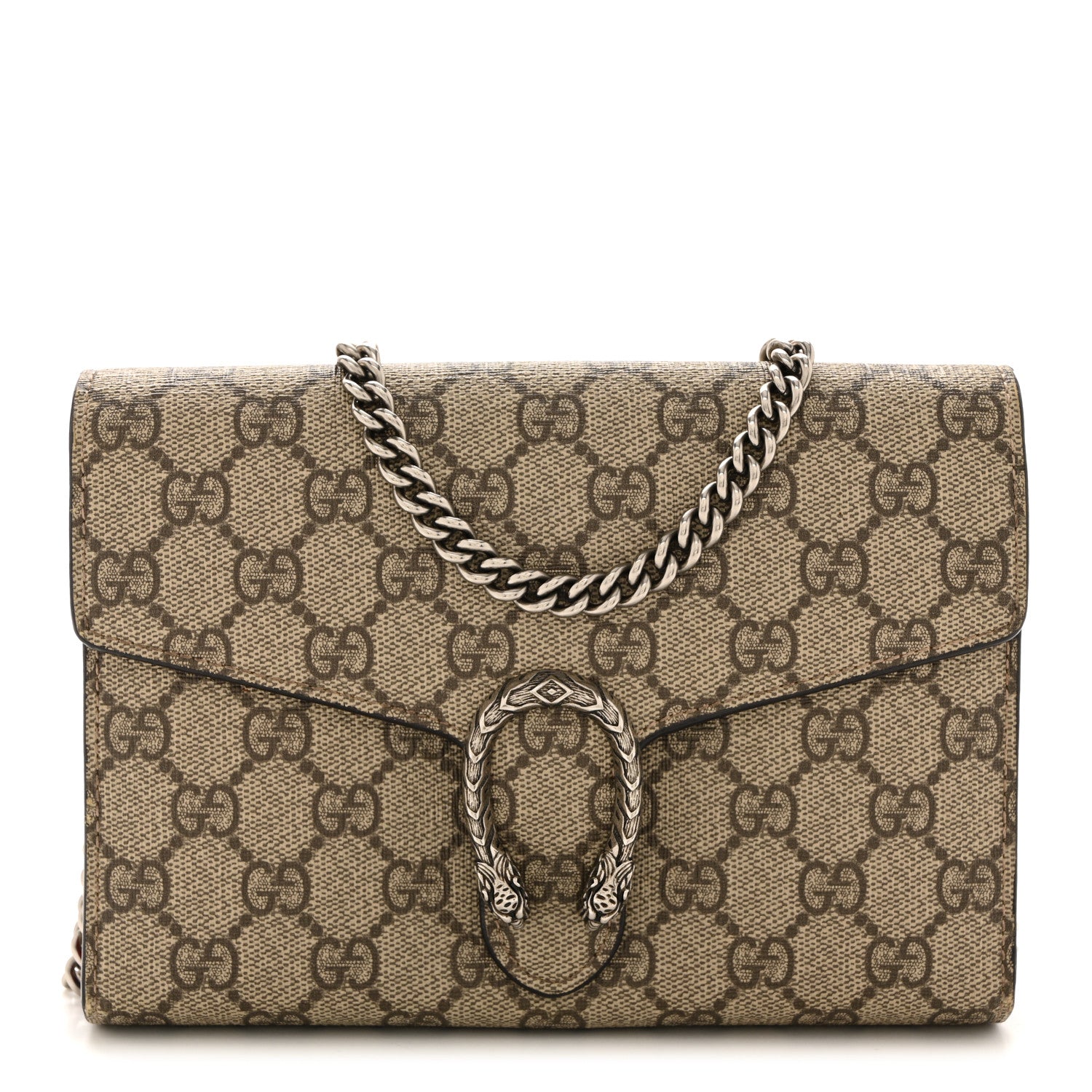 Gucci GG Supreme Monogram Mini Dionysus Chain Wallet Beige Vulcanic Red 1 of 14