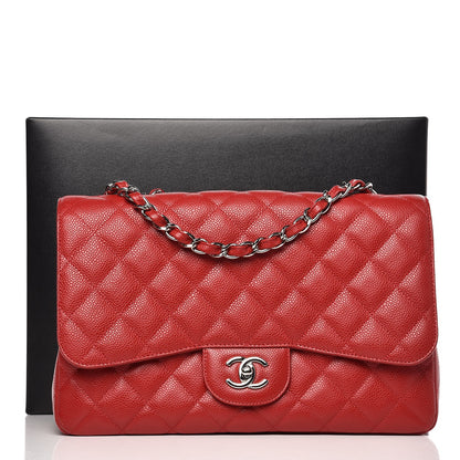 Chanel Caviar Quilted Jumbo Single Flap Red 8 of 8