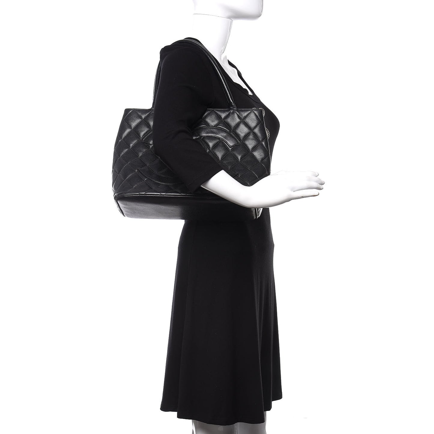 Caviar Quilted Medallion Tote Black
