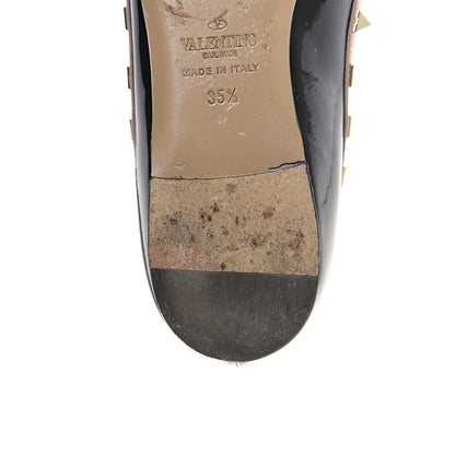 Valentino Garavani Patent Rockstud Ballerina Flats 35.5 Black Poudre 11 of 13