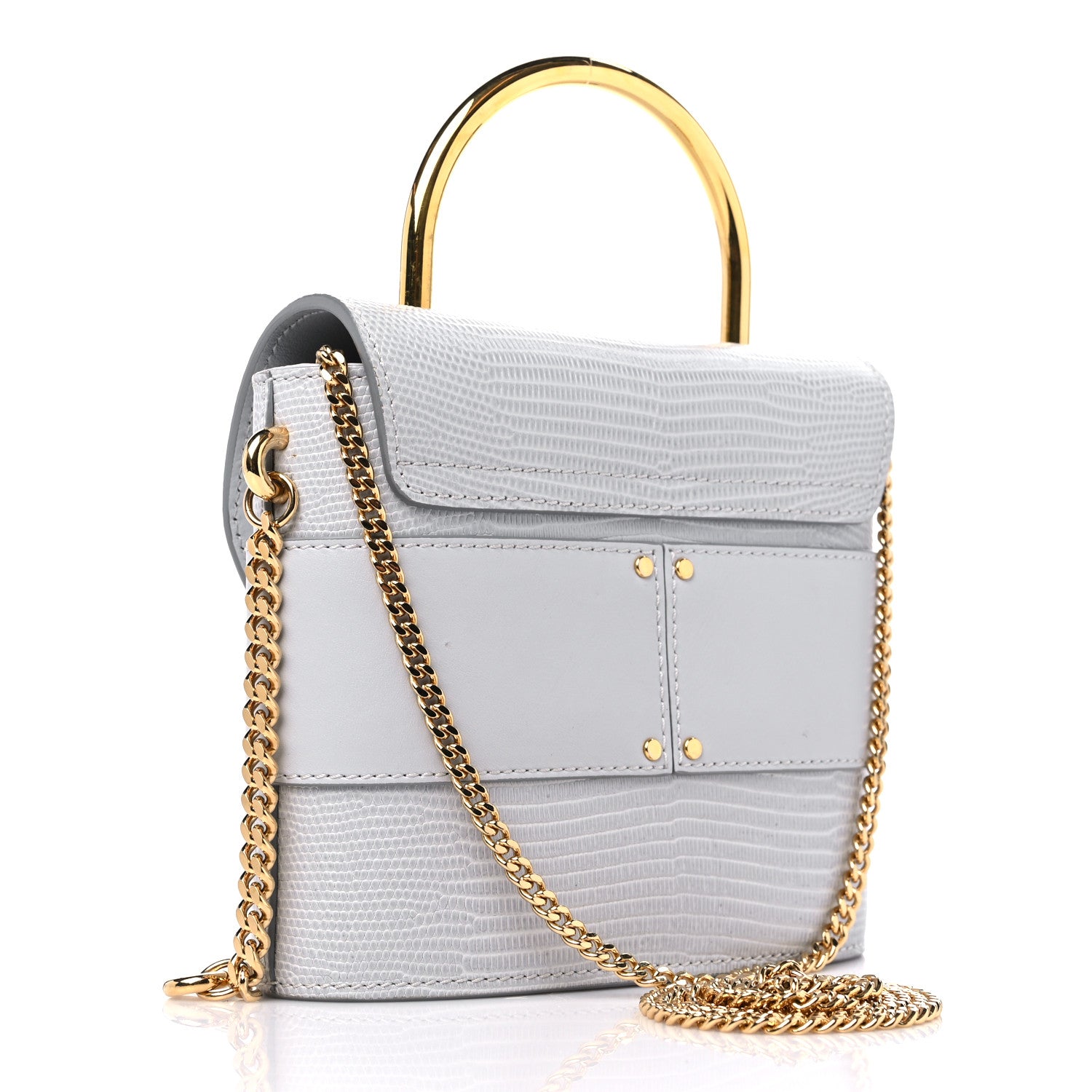 Chloe Calfskin Lizard Embossed Small Aby Lock Light Cloud 3 of 10