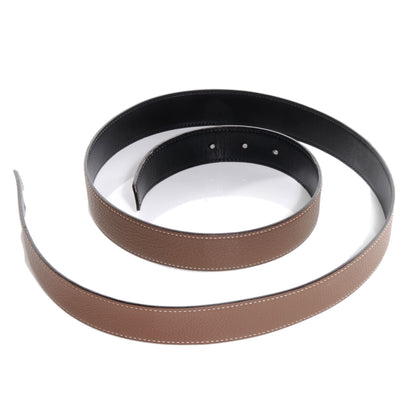 Hermes Togo Box Reversible Quizz H 32mm Belt 105 Etoupe and Noir 3 of 4