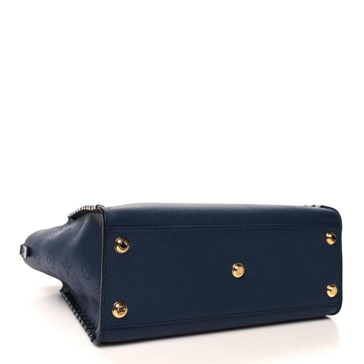 Louis Vuitton Calfskin Mahina Braided On My Side MM Navy Blue 4 of 10