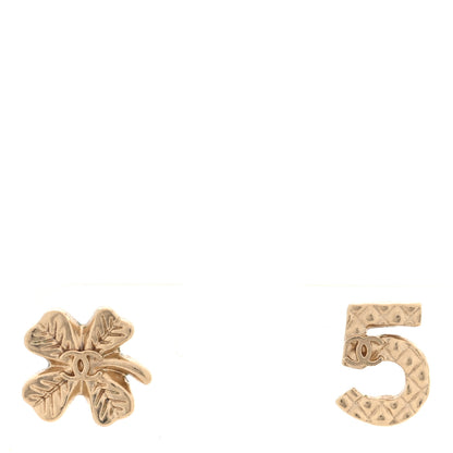 Chanel Metal No 5 Clover CC Earrings Gold 1 of 5