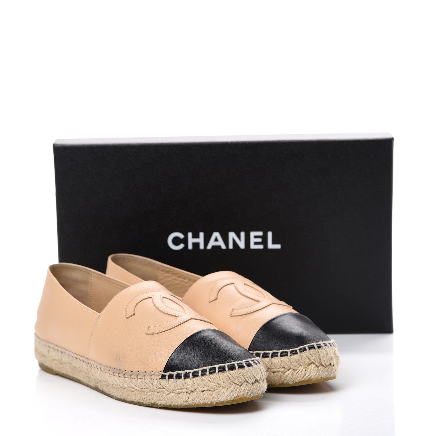Chanel Lambskin CC Espadrilles 38 Beige Black 15 of 15