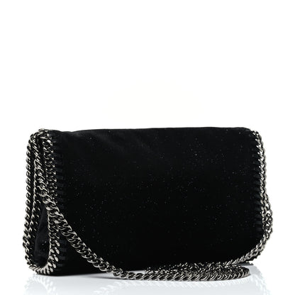 Stella McCartney Glitter Velvet Falabella Crossbody Clutch Black 2 of 4