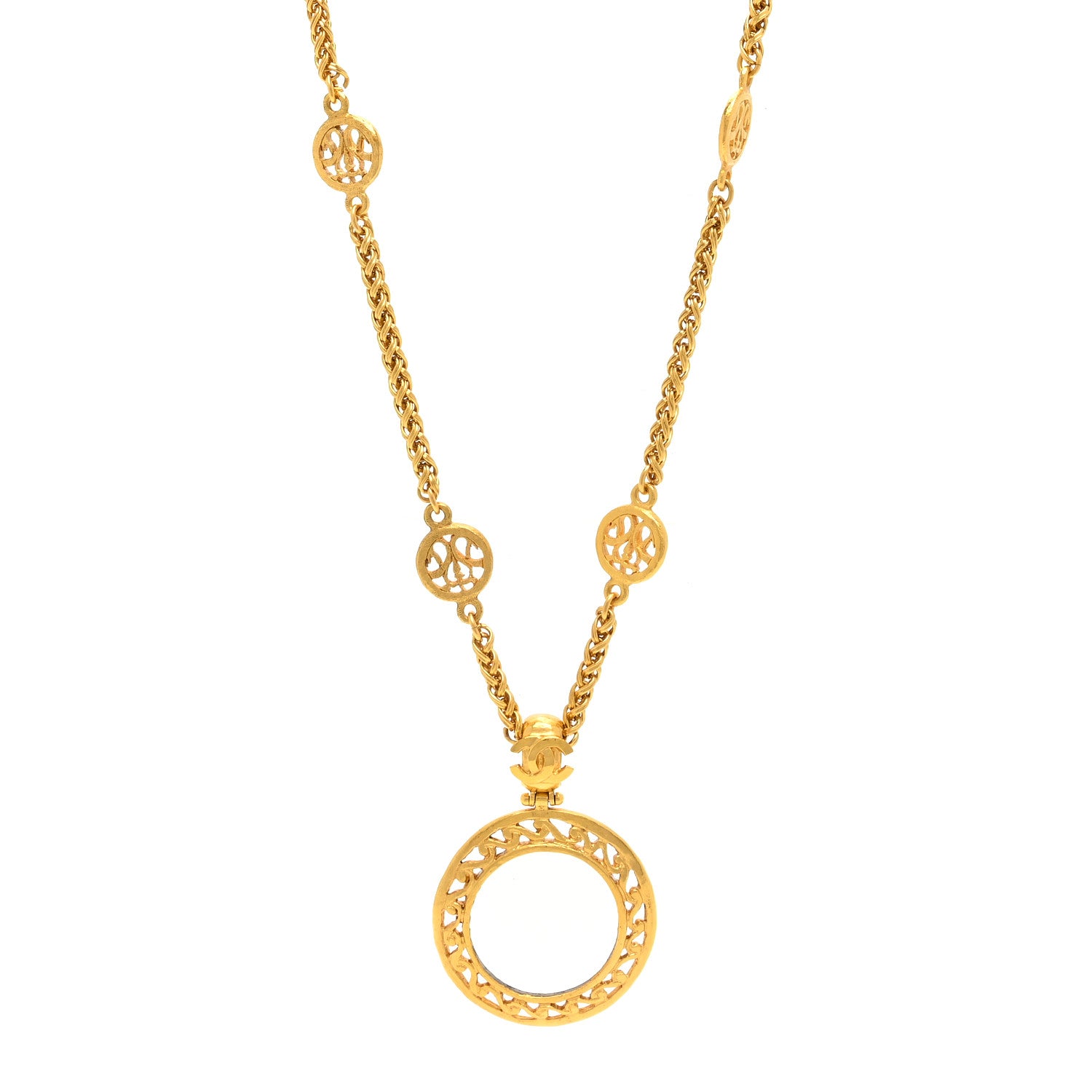 Chanel Loupe Magnifying Glass Necklace Gold 1 of 5