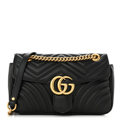 Gucci Calfskin Matelasse Small GG Marmont Shoulder Bag Black 1 of 17