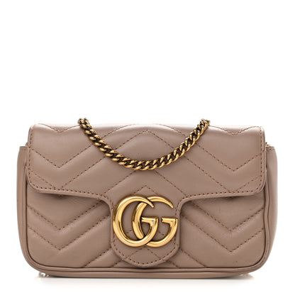 Gucci Calfskin Matelasse Super Mini GG Marmont Shoulder Bag Porcelain Rose 1 of 17