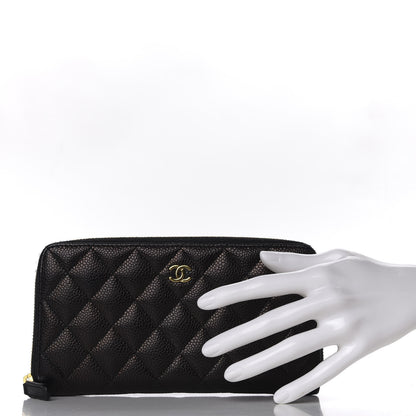 Chanel Caviar Quilted Large Gusset Zip Around Wallet Black 2 of 8