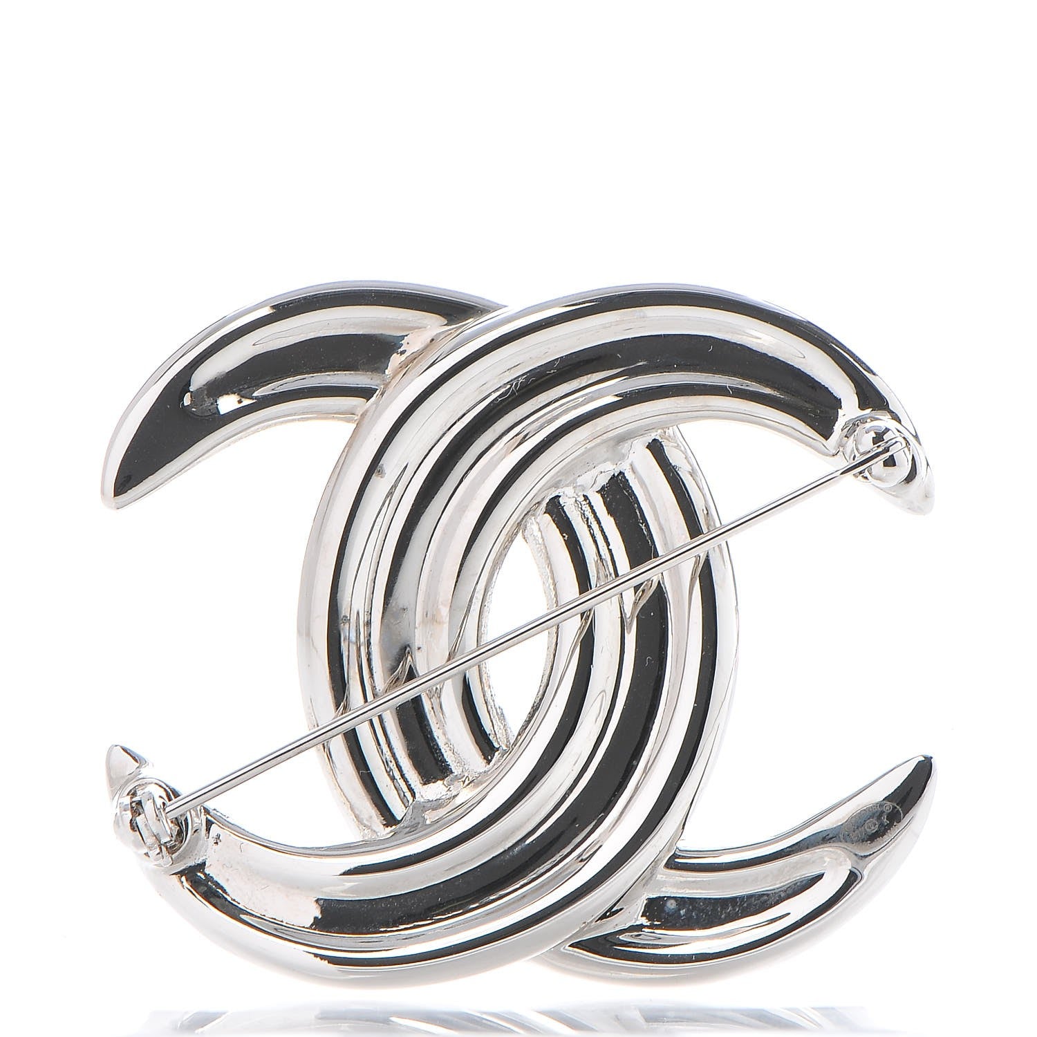 Chanel Baguette Crystal CC Brooch Silver 3 of 5