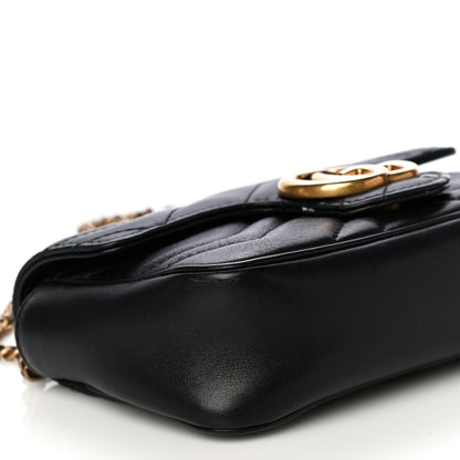 Gucci Calfskin Matelasse Super Mini GG Marmont Shoulder Bag Black 8 of 13