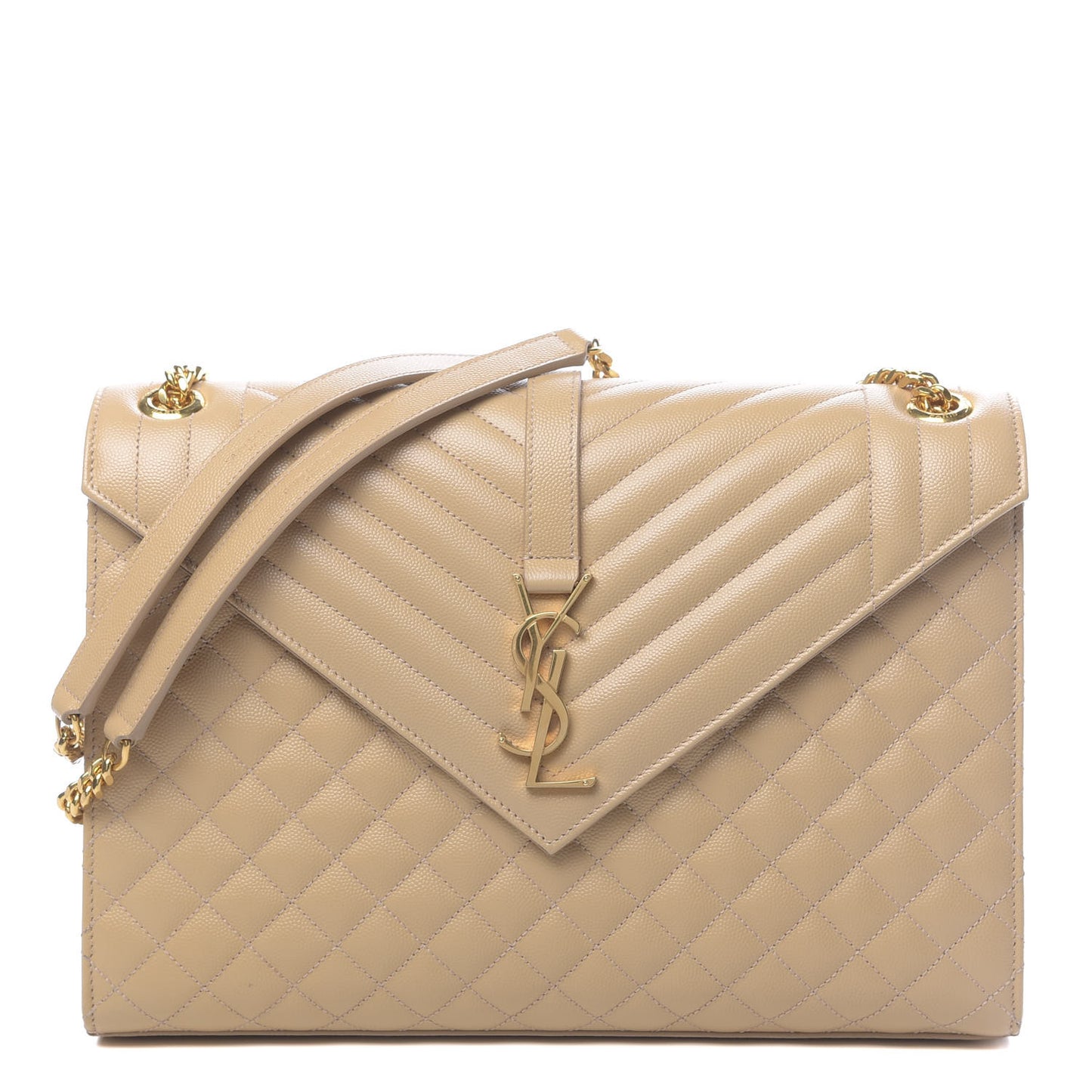 Grain De Poudre Large Tri-Quilt Monogram Satchel Dark Beige