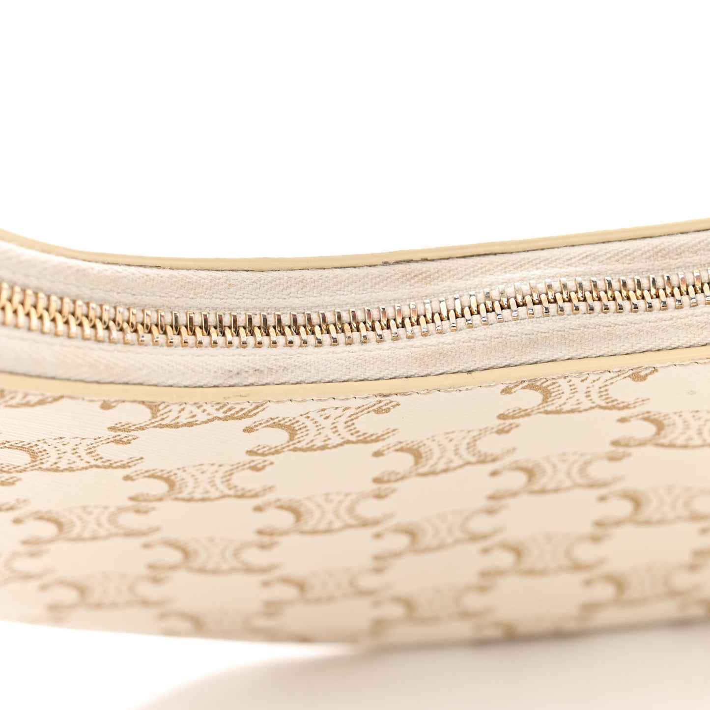 Canvas Calfskin Ava Triomphe Shoulder Bag White