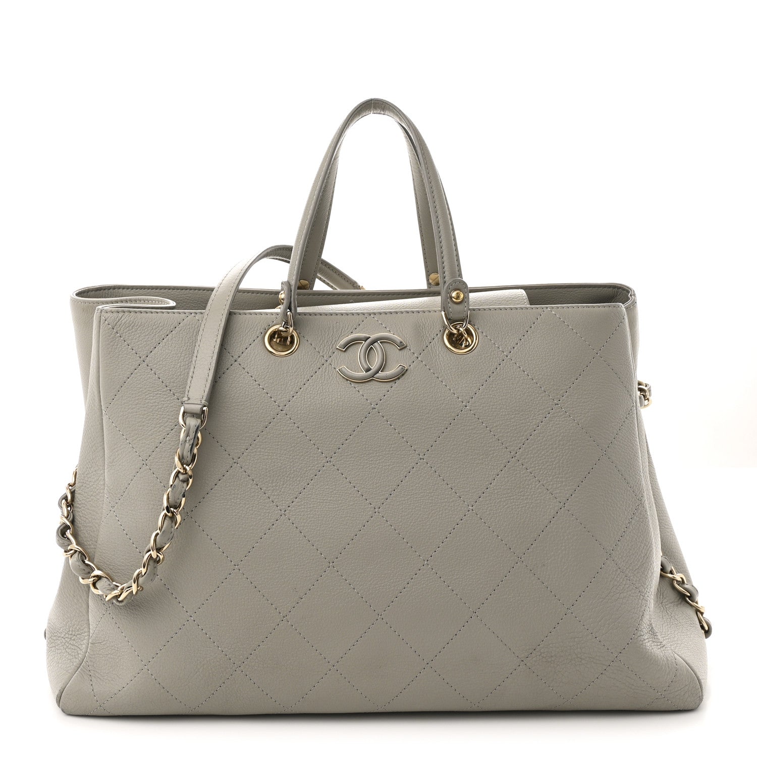 Chanel Bullskin Stitched Large Shopping Bag Grey 1 of 11