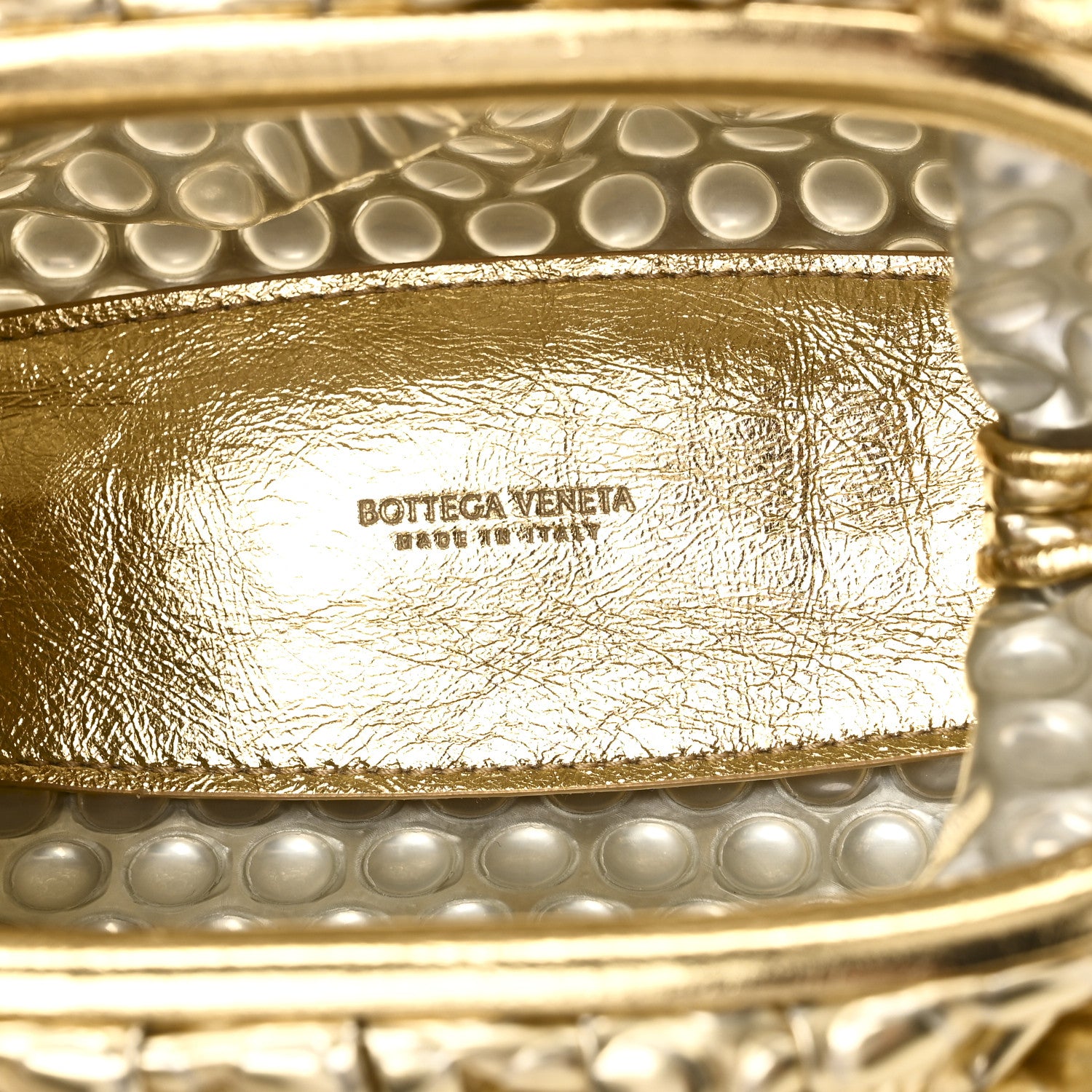 Bottega Veneta Metallic Fabric Bubble Wrap The Mini Pouch Gold 6 of 9