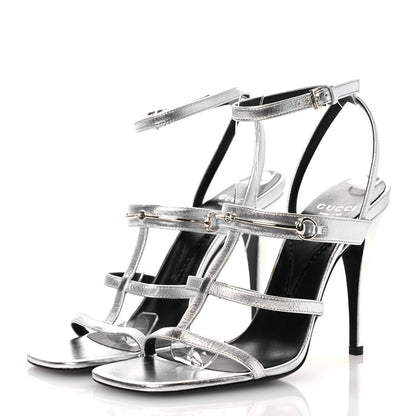 Gucci Nappa Silk High Heel Sandals 37.5 Argento 4 of 10