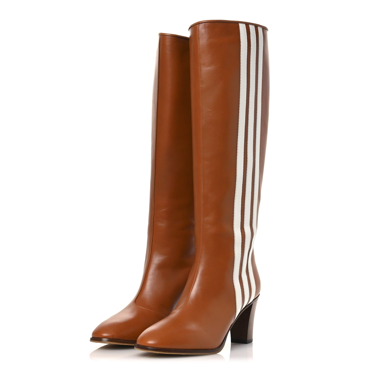 靴 2010s GUCCI - Calfskin Leather Boots Gucci X ADIDAS Calfskin Elizabeth Knee Boots 40 Royal Cognac Great