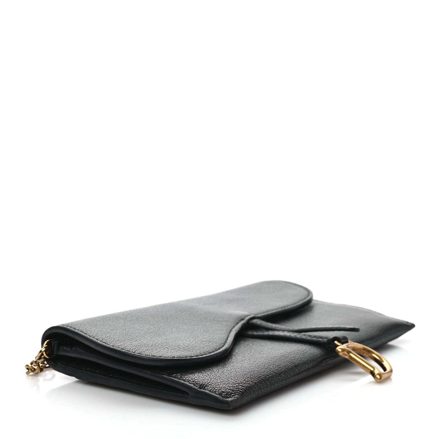 Christian Dior Goatskin Saddle Long Wallet With Chain Black 4 of 10