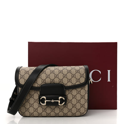 Gucci GG Supreme Monogram Horsebit 1955 Soft Small Shoulder Bag Beige Black 12 of 12