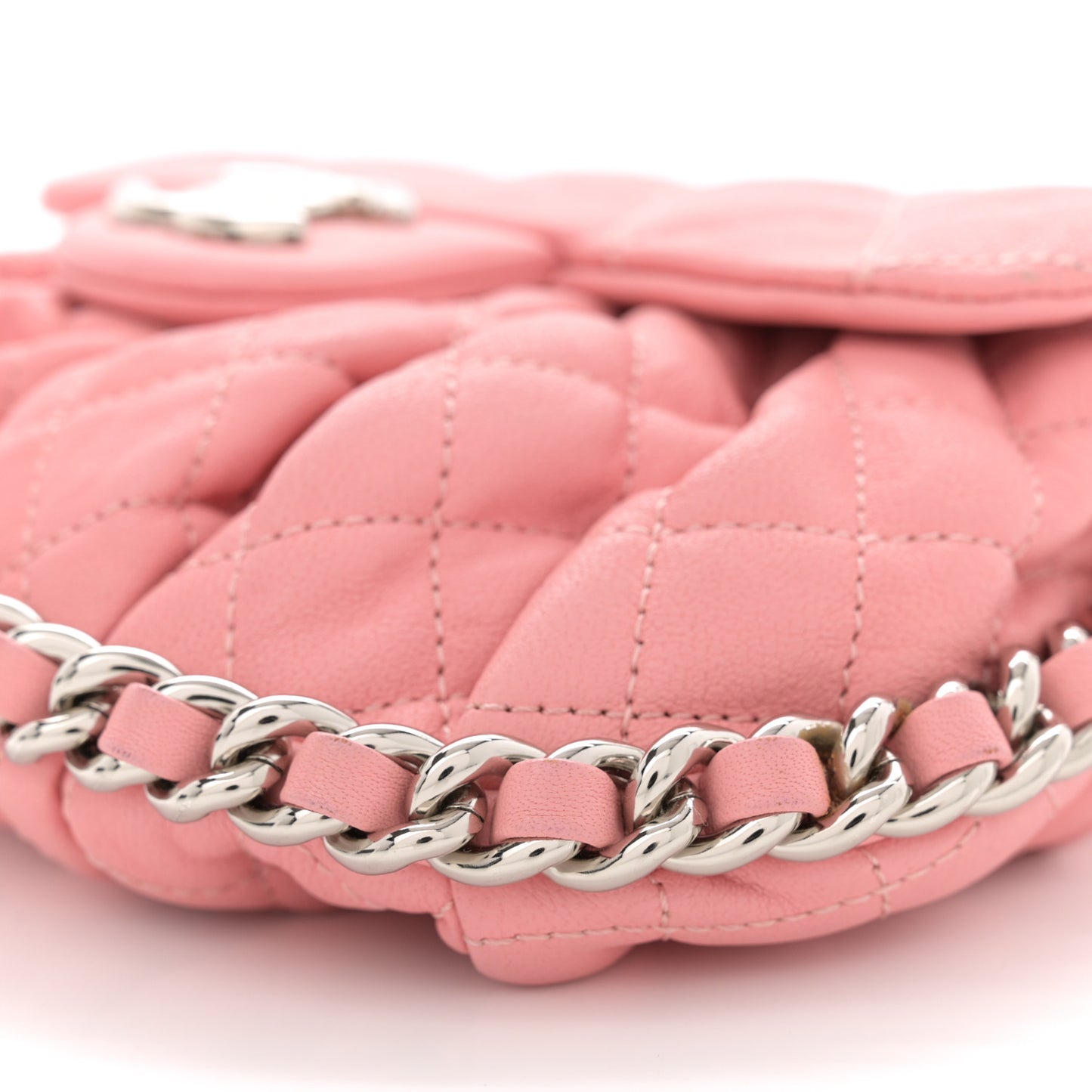 Washed Lambskin Quilted Mini Chain Around Messenger Pink