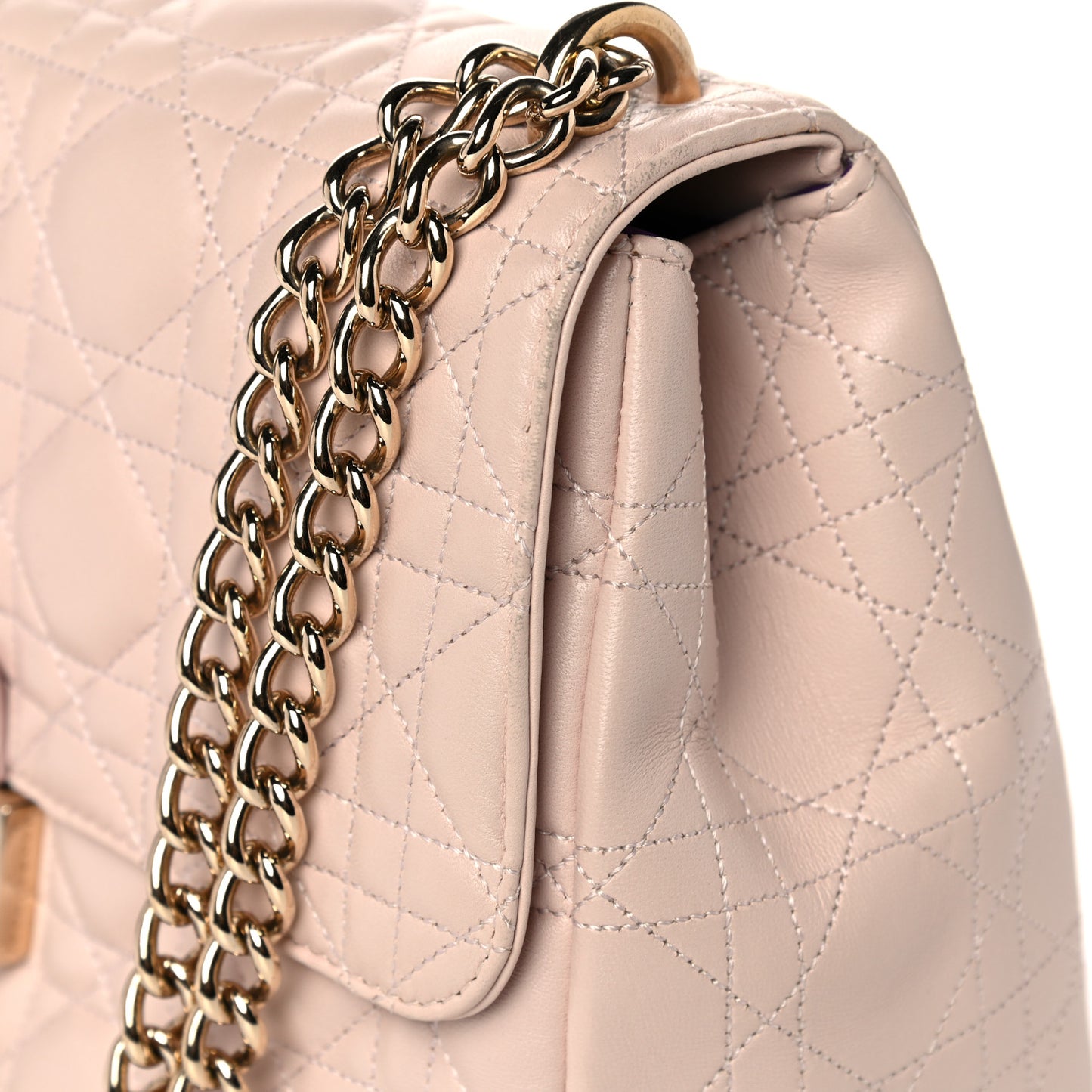Lambskin Cannage Large Miss Dior Flap Rose Poudre