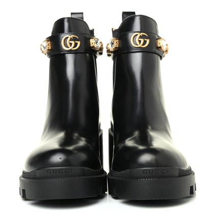 Gucci Calfskin Crystal GG Trip Chelsea Ankle Boots 40 Black 2 of 4