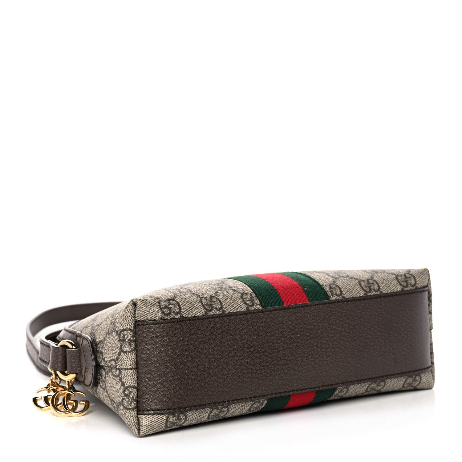 Gucci GG Supreme Monogram Textured Dollar Calfskin Web Small Ophidia Dome Shoulder Bag Beige Ebony New Acero 6 of 31