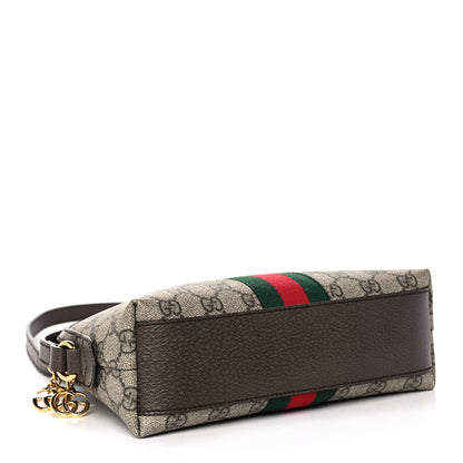 Gucci GG Supreme Monogram Textured Dollar Calfskin Web Small Ophidia Dome Shoulder Bag Beige Ebony New Acero 6 of 31