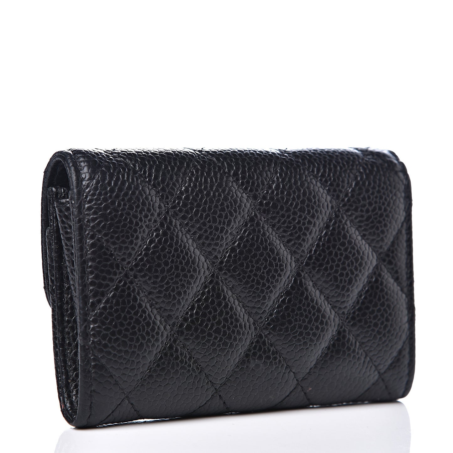 Caviar Quilted Flap Card Holder Black