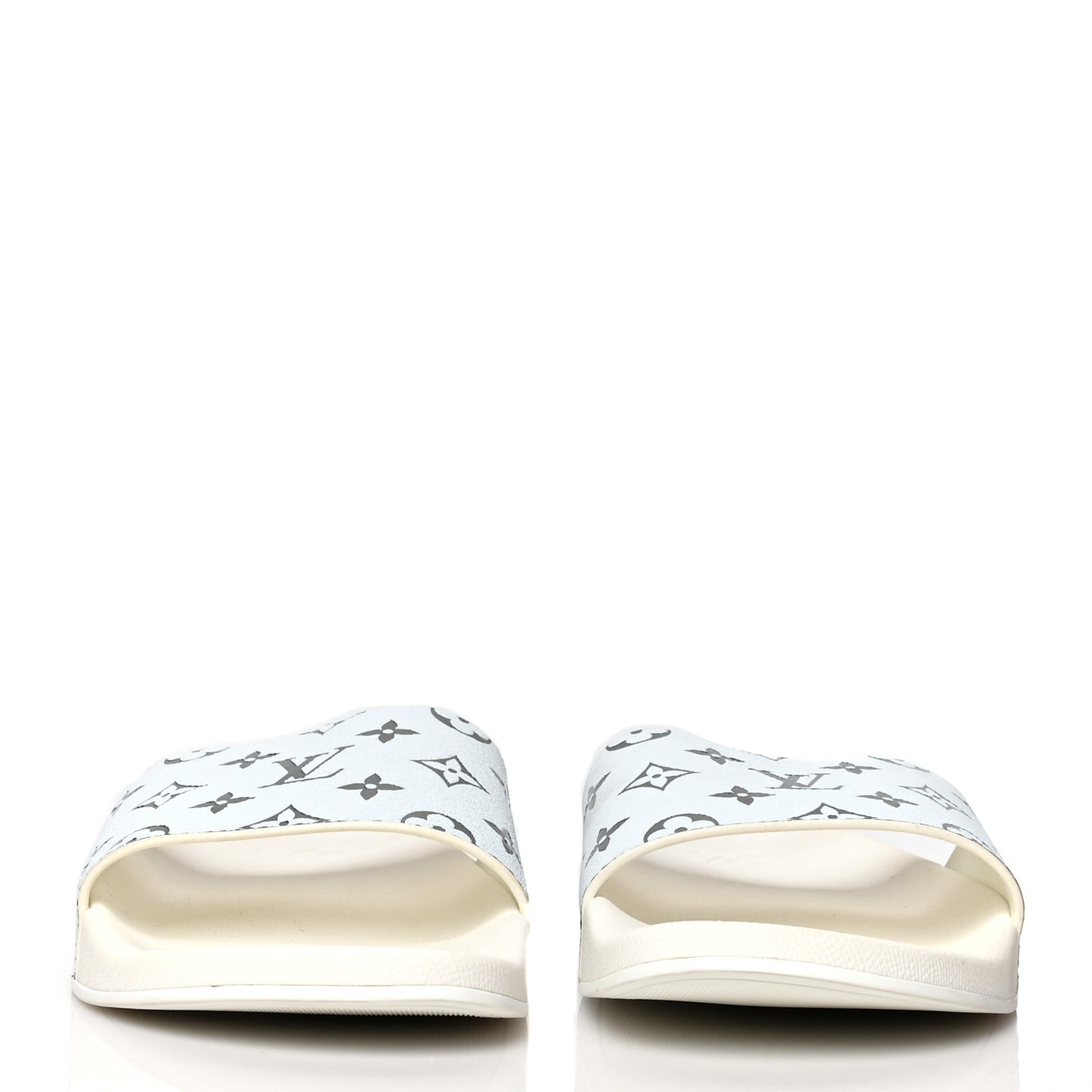 Iridescent Rubber Monogram Mens Waterfront Mules 12 White