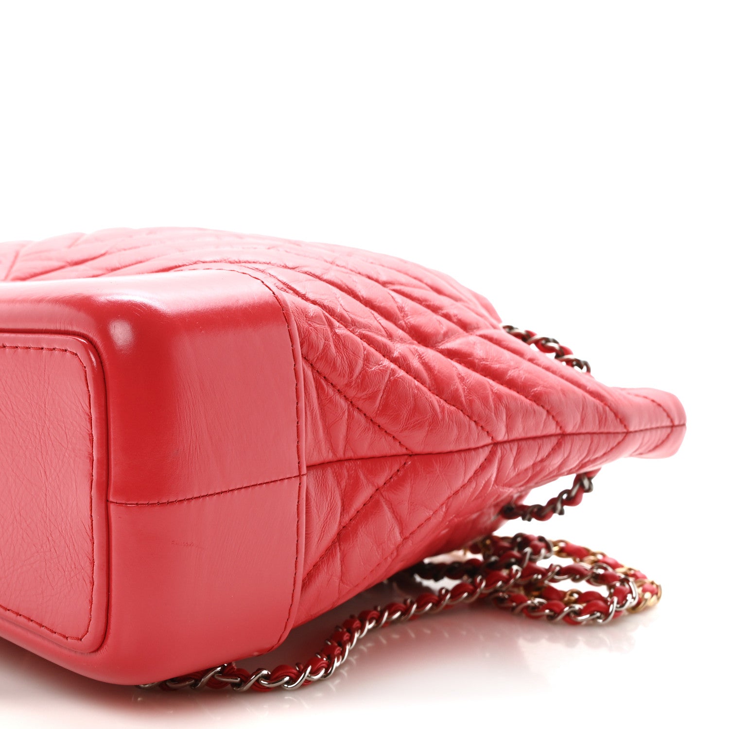 Chanel Aged Calfskin Chevron Quilted Small Gabrielle Backpack Dark Pink 10 of 10