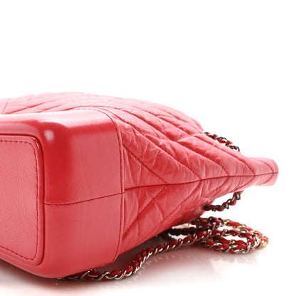 Chanel Aged Calfskin Chevron Quilted Small Gabrielle Backpack Dark Pink 10 of 10