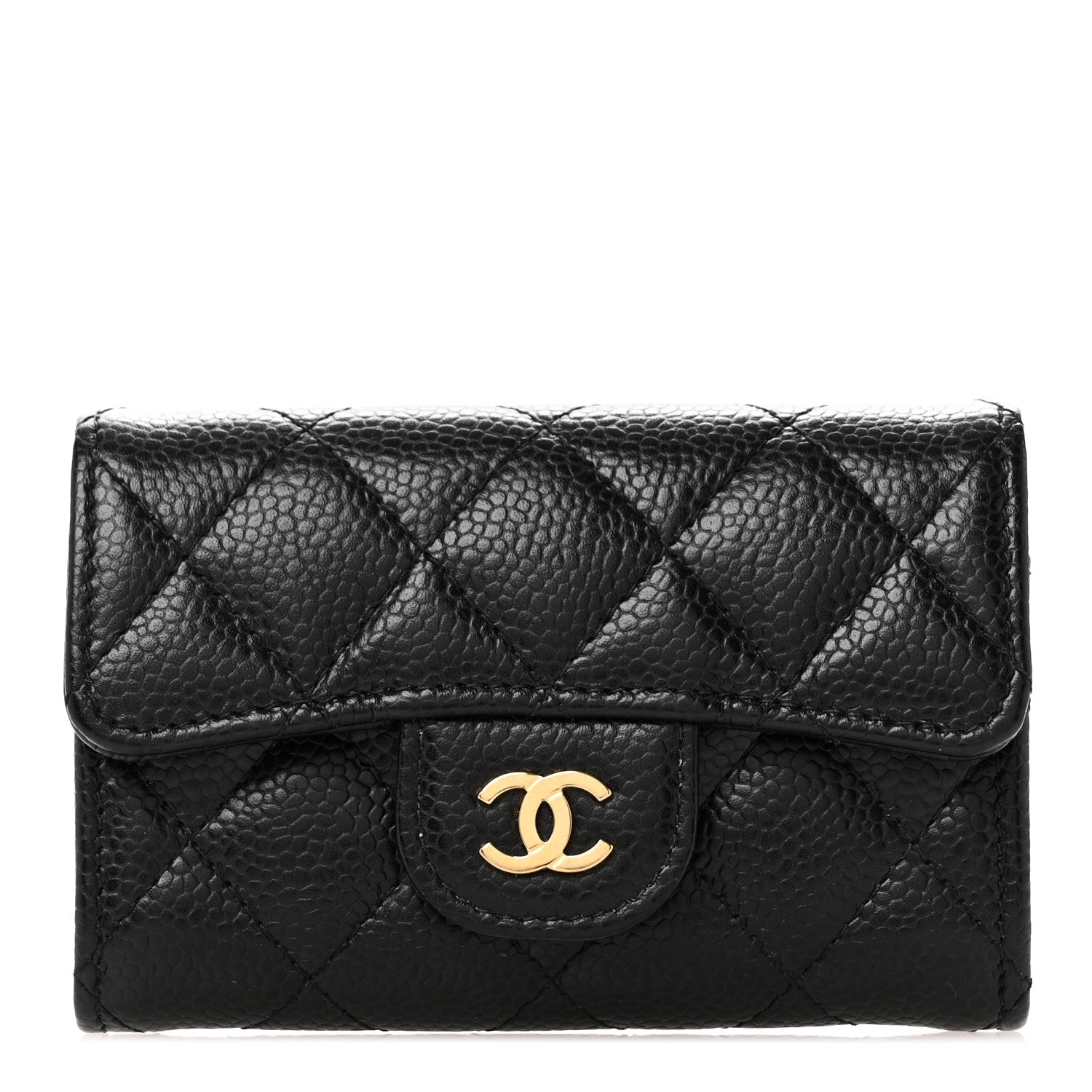 Chanel Caviar Quilted Flap Card Holder Wallet Black 1 of 9