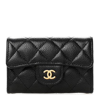 Chanel Caviar Quilted Flap Card Holder Wallet Black 1 of 9