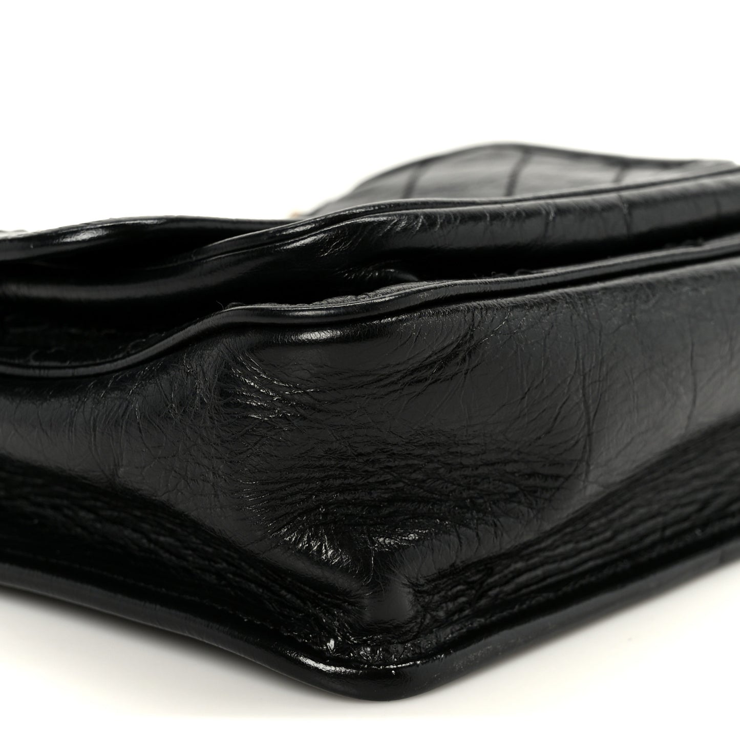 Crinkled Calfskin Matelasse Monogram Baby Niki Chain Satchel Black